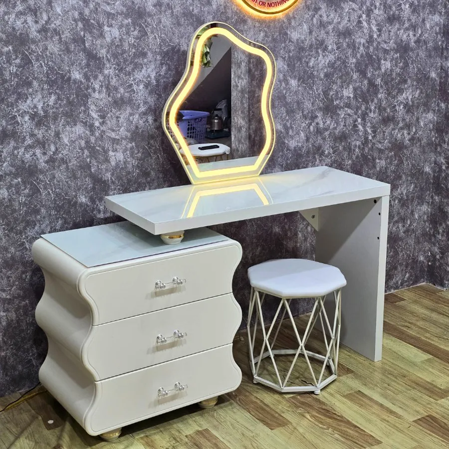 Mẫu Bàn Trang Điểm Đẹp Gỗ MDF Màu Trắng Sang Trọng Hiện Đại (Hàng nhập khẩu)