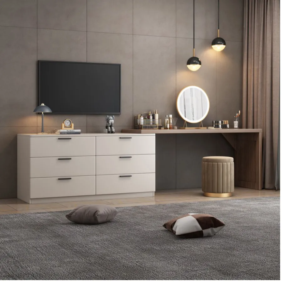 Mẫu Bàn Trang Điểm Kết Hợp Kệ Tivi Gỗ MDF Sang Trọng