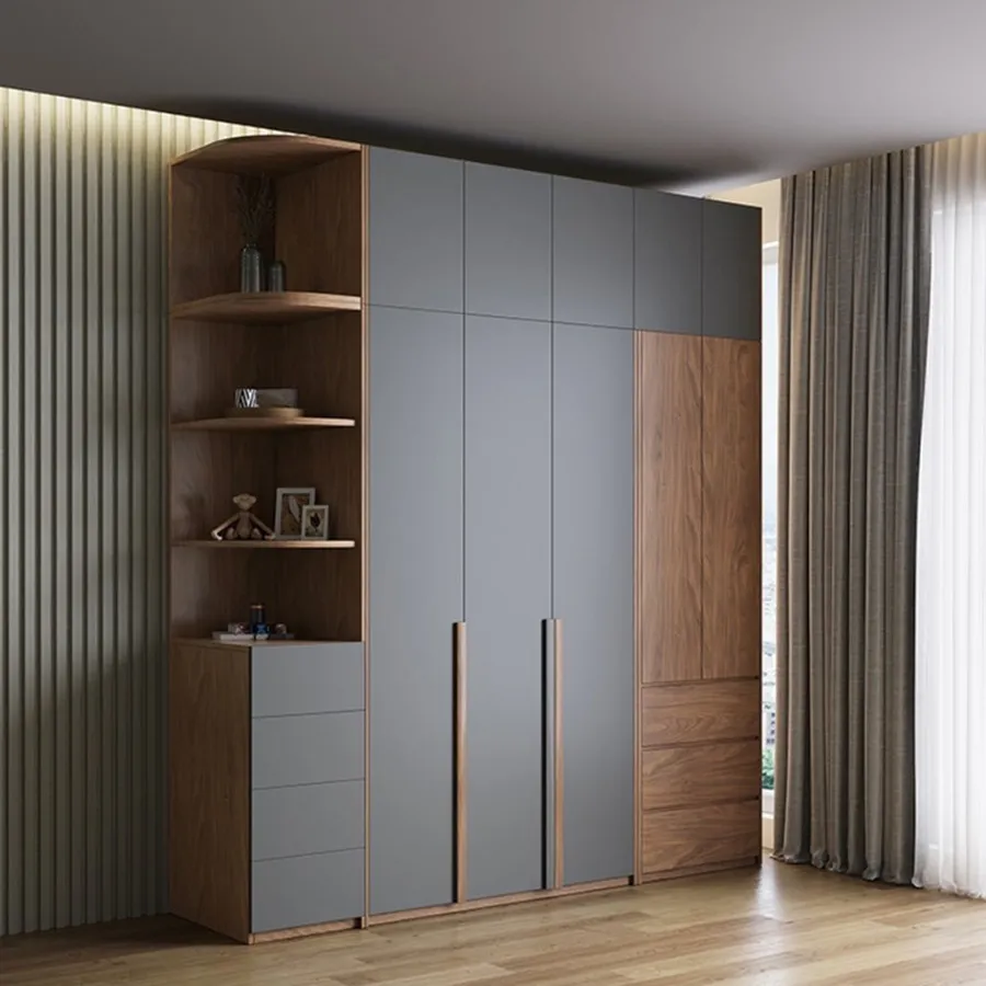 Mẫu Tủ Quần Áo Đẹp Gỗ Ép Màu Nâu Phối Xám Sang Trọng Đẳng Cấp