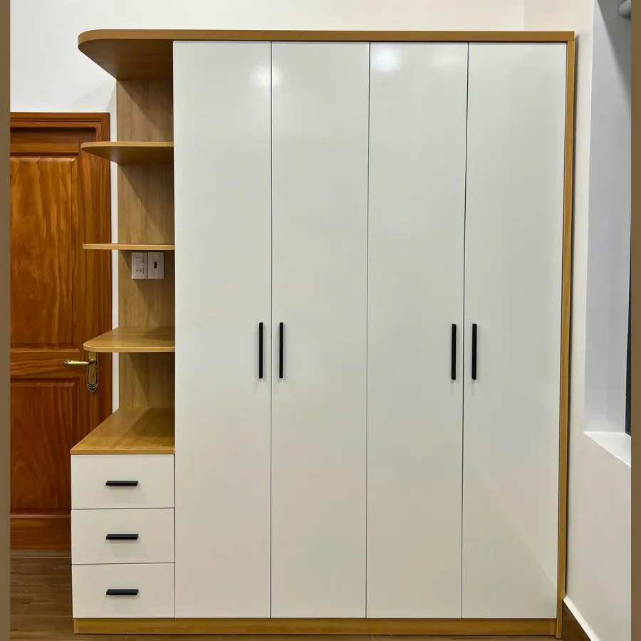 Tủ Áo 4 Cánh Gỗ Công Nghiệp MDF Hiện Đại Giá Rẻ