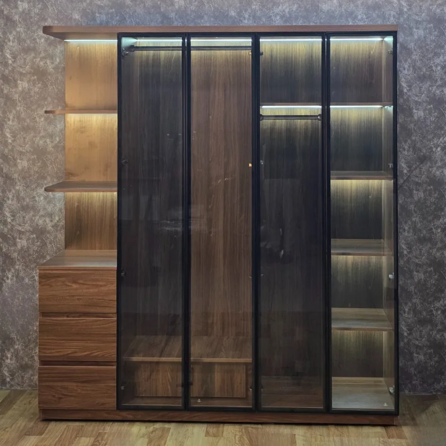Tủ Áo Cánh Kính Cường Lực Khung Gỗ MDF Giá Tốt