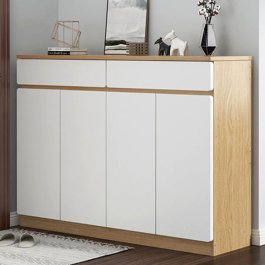 Tủ Giày Gỗ Công Nghiệp MDF Phủ Melamine Màu Vàng Phối Trắng Đẹp Giá Rẻ