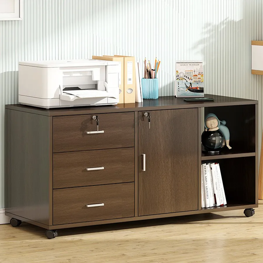 Tủ Hồ Sơ Văn Phòng Có Bánh Xe Gỗ MDF Tiện Lợi Hiện Đại