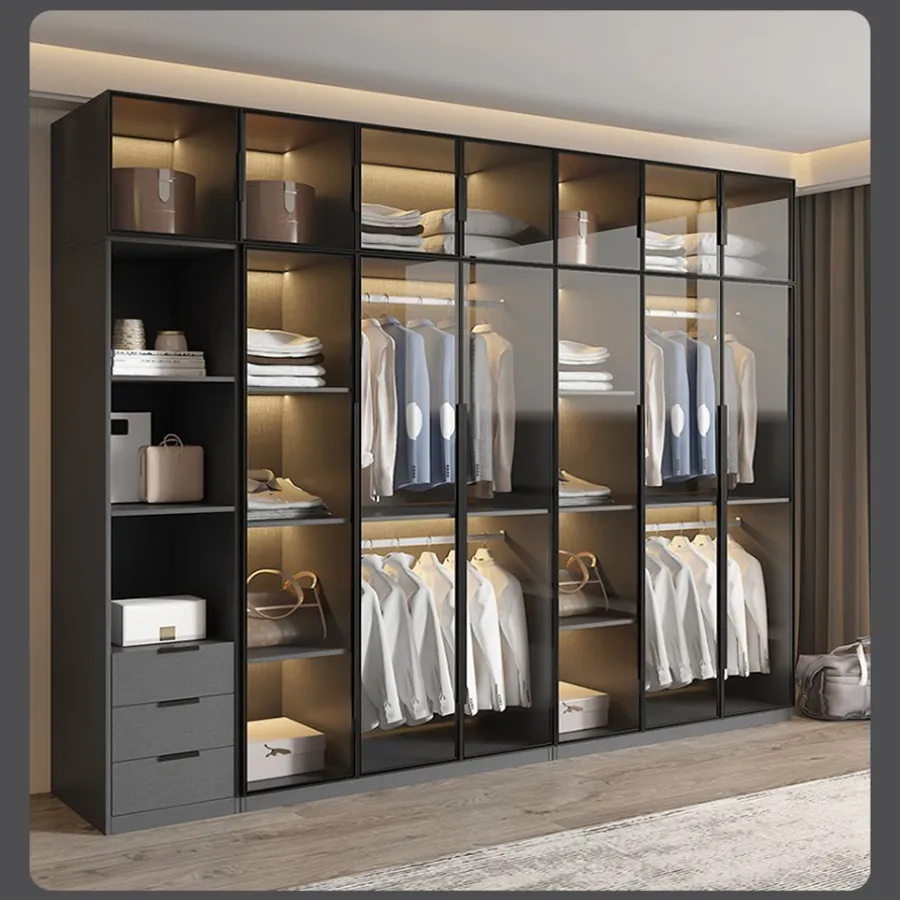 Tủ Quần Áo Cánh Kính Gỗ MDF Có Đèn LED Cao Cấp Đẹp Hiện Đại