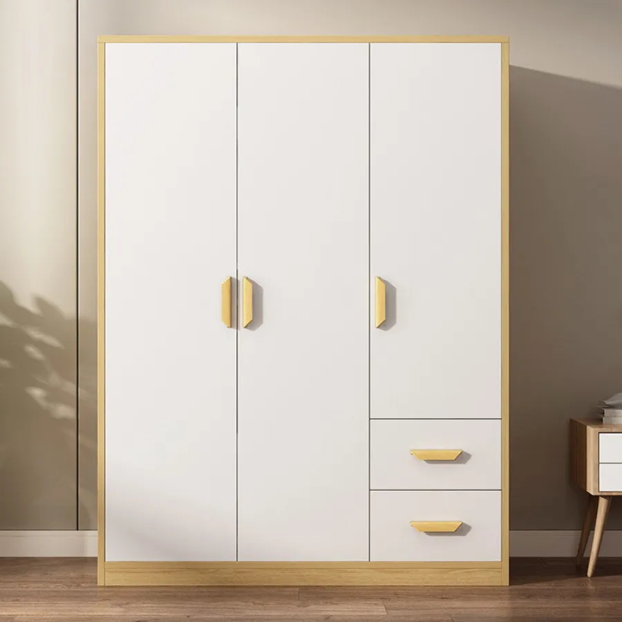 Tủ Quần Áo Giá Rẻ Gỗ Công Nghiệp Màu Vàng Phối Cánh Trắng