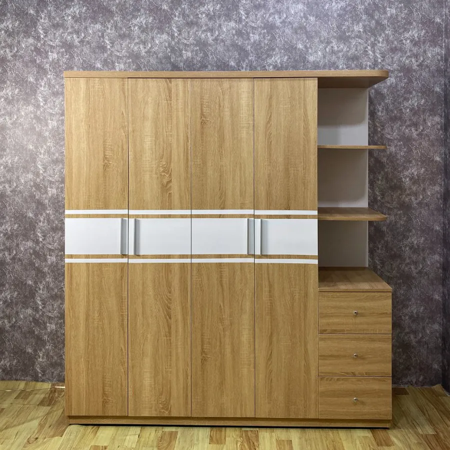 Tủ Quần Áo Gỗ Công Nghiệp Màu Vàng Có Kệ Đẹp Phong Cách