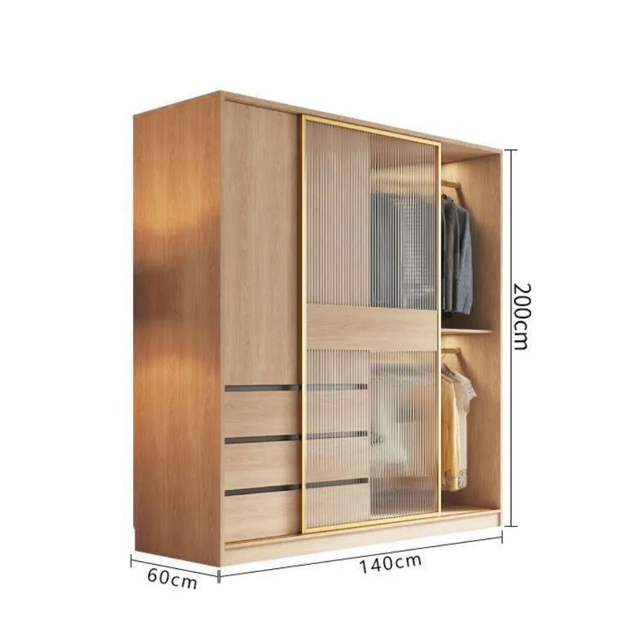 Tủ Quần Áo Gỗ Công Nghiệp Cánh Kính Lùa Đẹp Hiện Đại