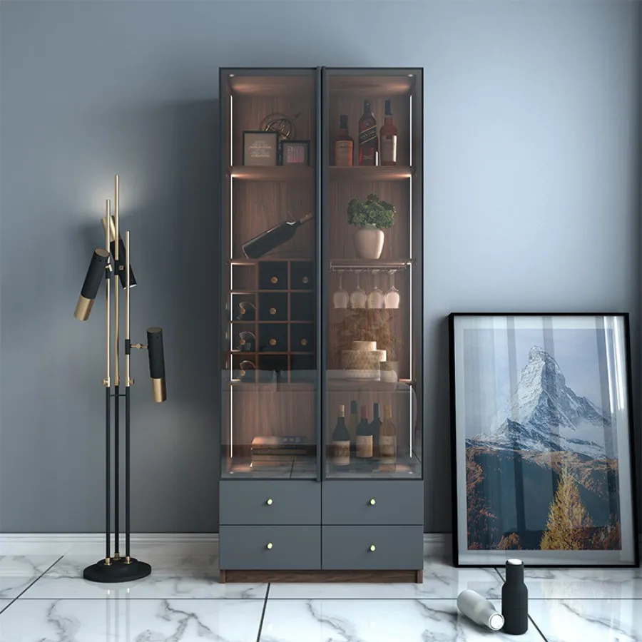 Tủ Rượu Cánh Kính Khung Tủ Gỗ Công Nghiệp MDF Giá Tốt