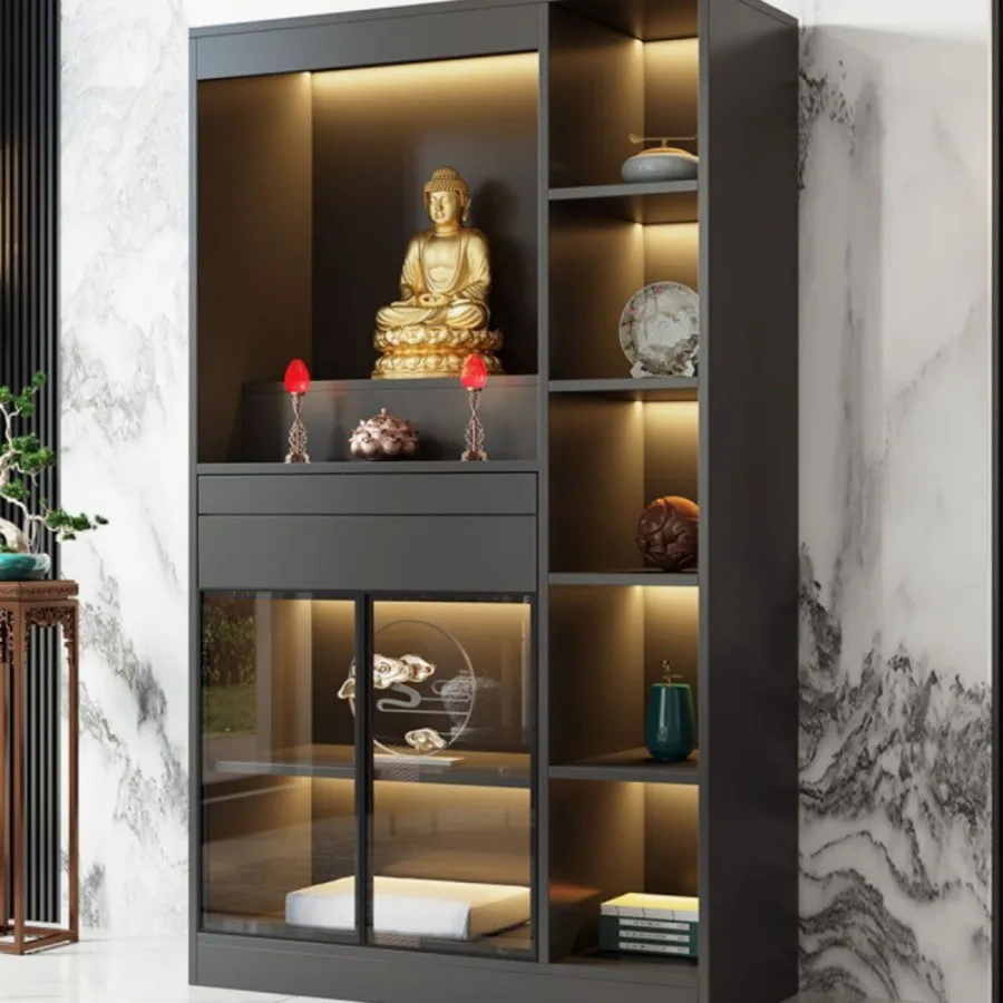 Tủ Thờ Đứng Gỗ Công Nghiệp Kết Hợp Cánh Kính