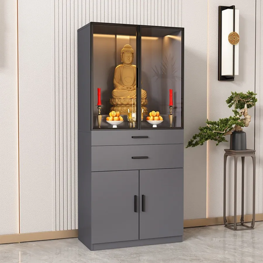 Tủ Thờ Phật Gỗ Công Nghiệp Kết Hợp Cánh Kính Giá Rẻ