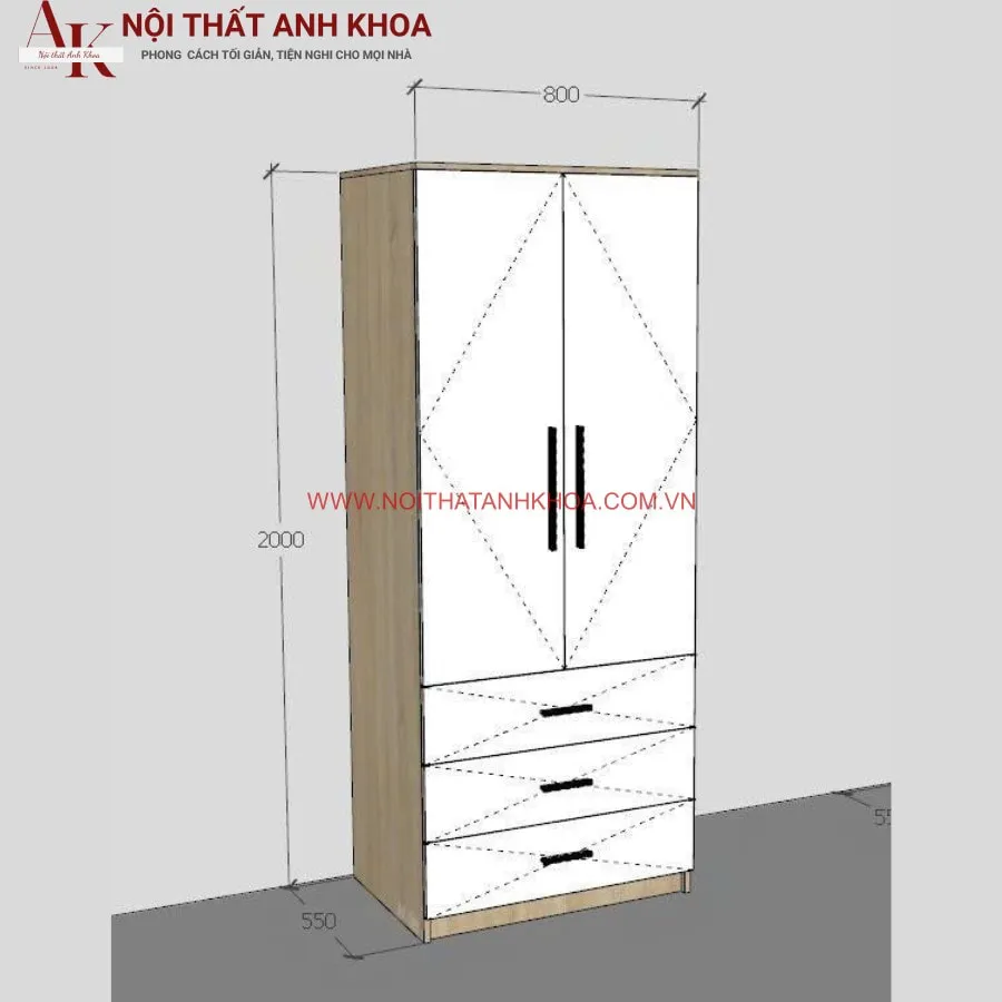 Tủ Quần Áo Gỗ Công Nghiệp MDF Phủ Melamine Giá Rẻ