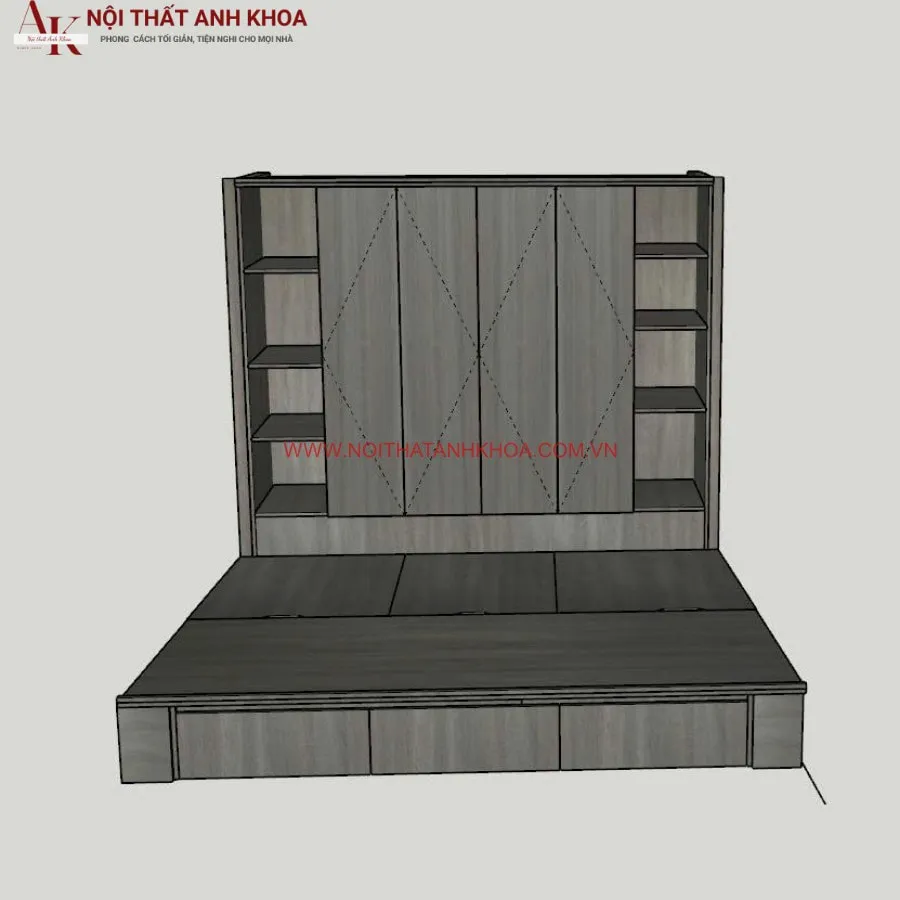 Giường Liền Tủ Gỗ Công Nghiệp Đẹp Hiện Đại