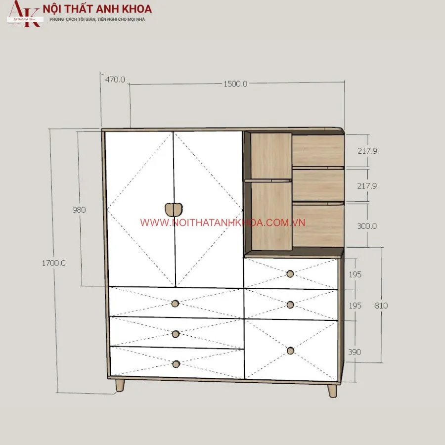Tủ Quần Áo Trẻ Em Gỗ MDF Có Kệ Phối Màu Đẹp Giá Rẻ