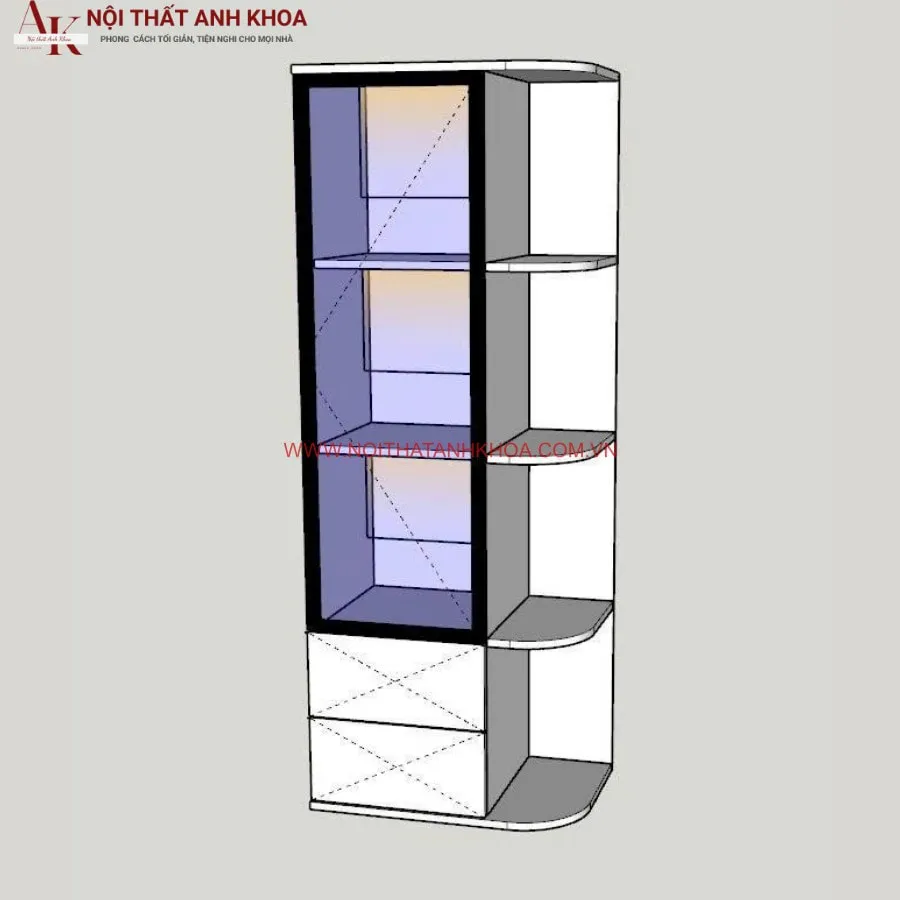 Tủ Trang Trí Phòng Khách Góc Tường Đẹp Sang Trọng