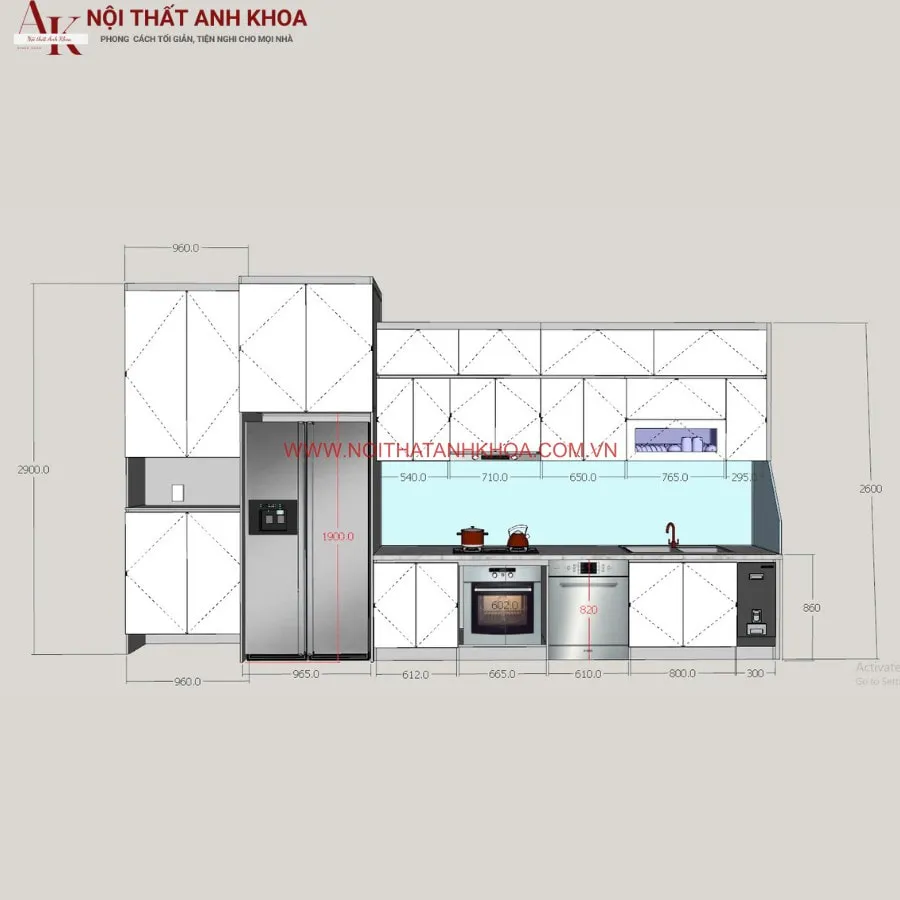Tủ Bếp Gỗ Công Nghiệp Kết Hợp Cánh Acrylic Cao Cấp