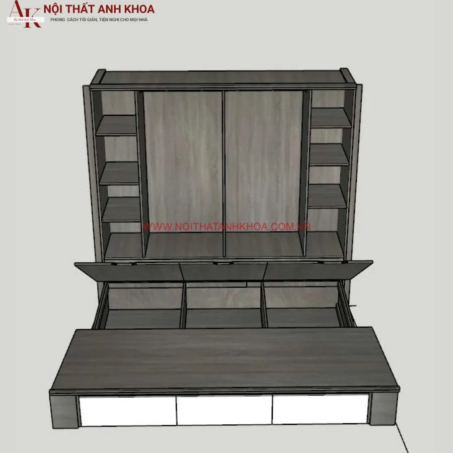 Giường Liền Tủ Gỗ Công Nghiệp Đẹp Hiện Đại