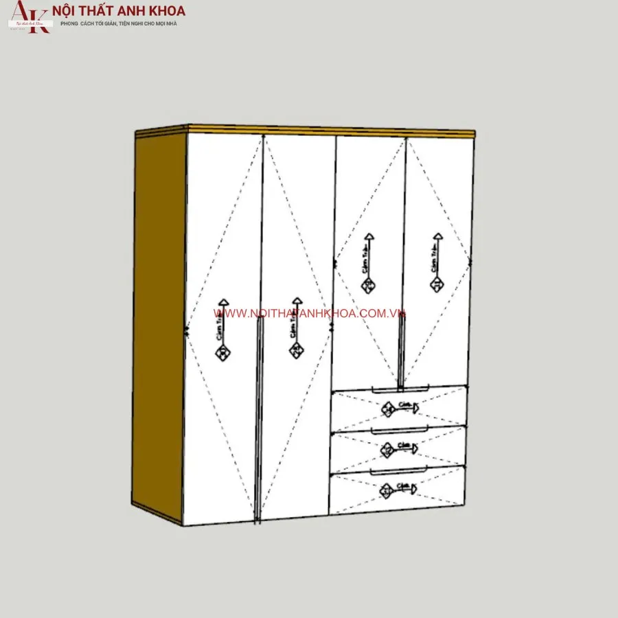 Tủ Áo Gỗ Cao Su Phủ Veneer Sồi Giá Tốt