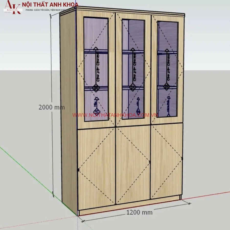 Tủ Hồ Sơ 3 Cánh Gỗ Công Nghiệp Đẹp, Tiện Lợi