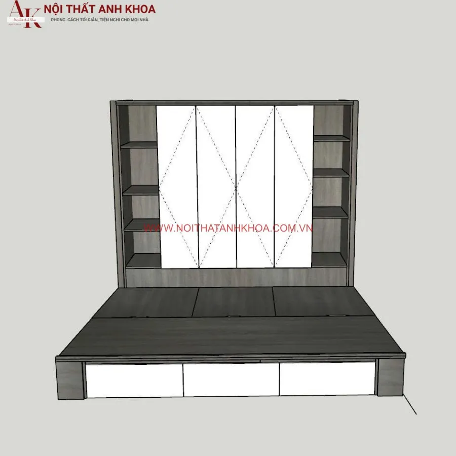 Giường Liền Tủ Gỗ Công Nghiệp Đẹp Hiện Đại