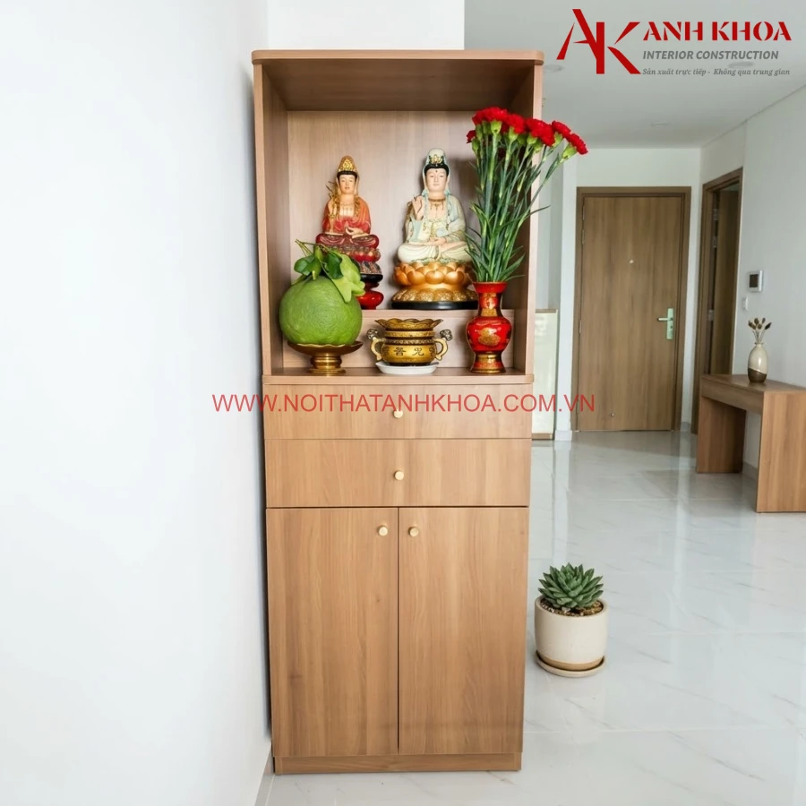 Bàn Thờ Gỗ Công Nghiệp Màu Vân Gỗ Đẹp Hiện Đại