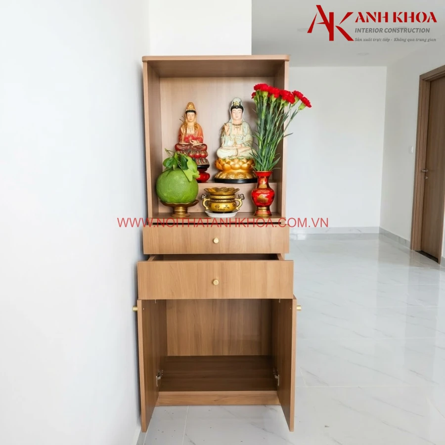 Bàn Thờ Gỗ Công Nghiệp Màu Vân Gỗ Đẹp Hiện Đại