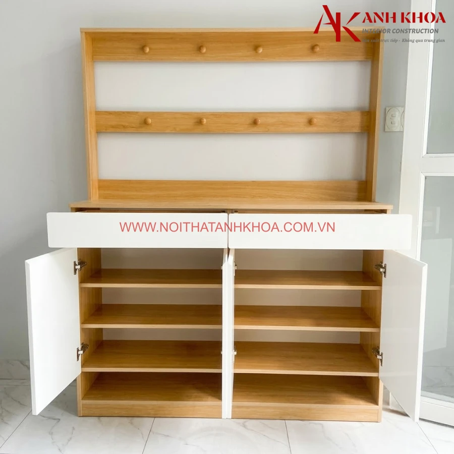 Tủ Giày Dép Gỗ MDF Kết Hợp Hệ Treo Đồ Thông Minh
