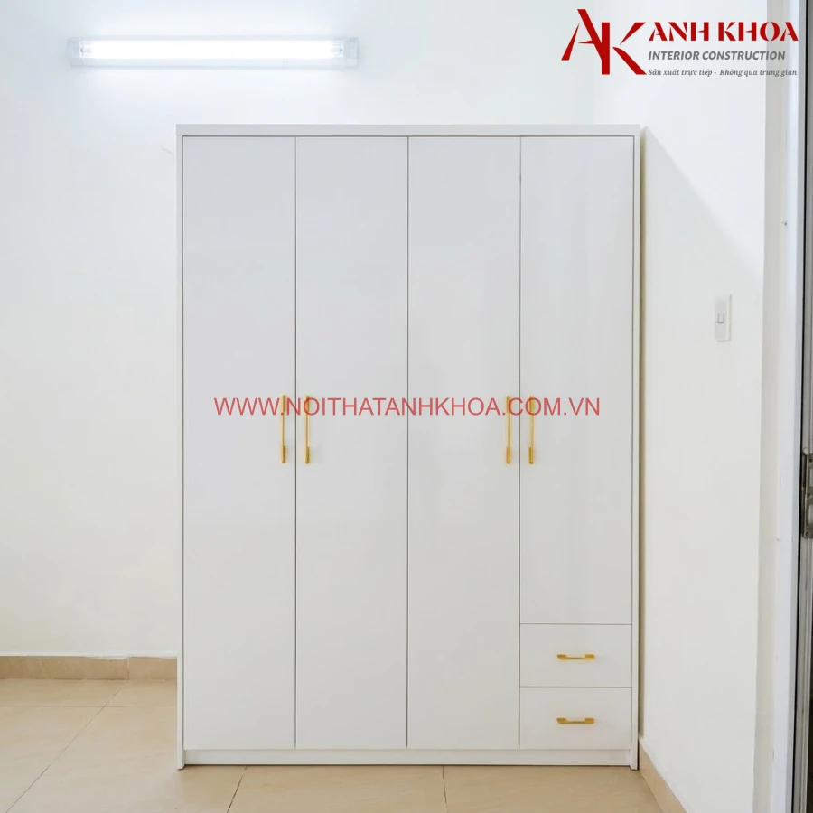Tủ Quần Áo Giá Rẻ Gỗ Công Nghiệp Màu Vàng Phối Cánh Trắng