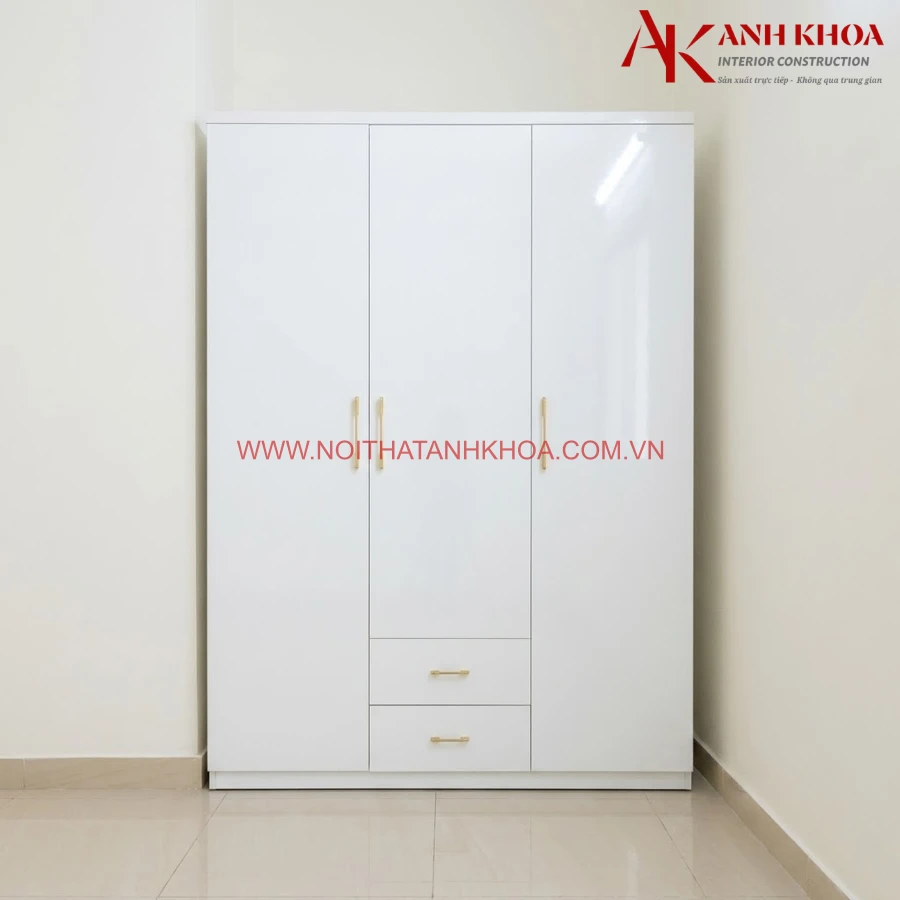 Tủ Quần Áo Giá Rẻ Gỗ Công Nghiệp Màu Vàng Phối Cánh Trắng