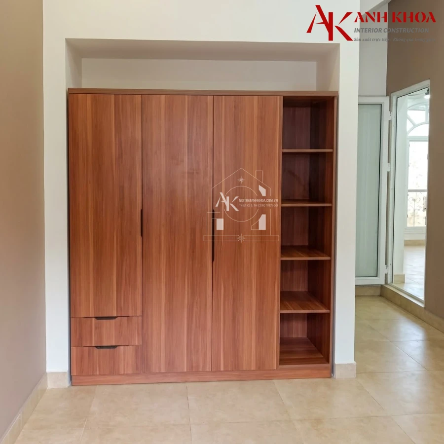 Tủ Quần Áo Hiện Đại Gỗ Công Nghiệp Màu Óc Chó