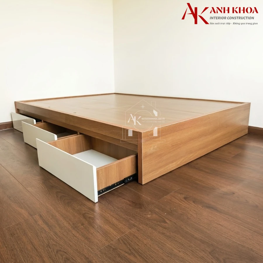 Giường Ngủ Không Đầu Gỗ MDF Đơn Giản Hiện Đại