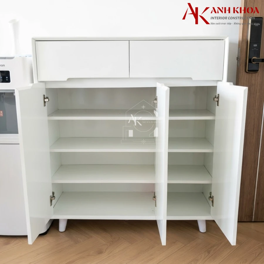 Tủ Giày Cao Cấp Gỗ Công Nghiệp Màu Trắng Hiện Đại