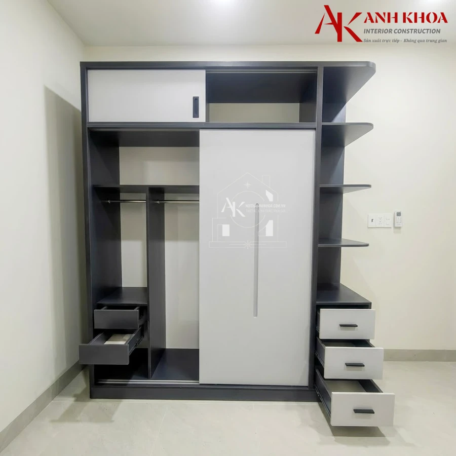 Tủ Quần Áo Cánh Trượt Gỗ Công Nghiệp Cao Cấp