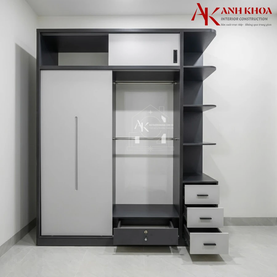 Tủ Quần Áo Cánh Trượt Gỗ Công Nghiệp Cao Cấp