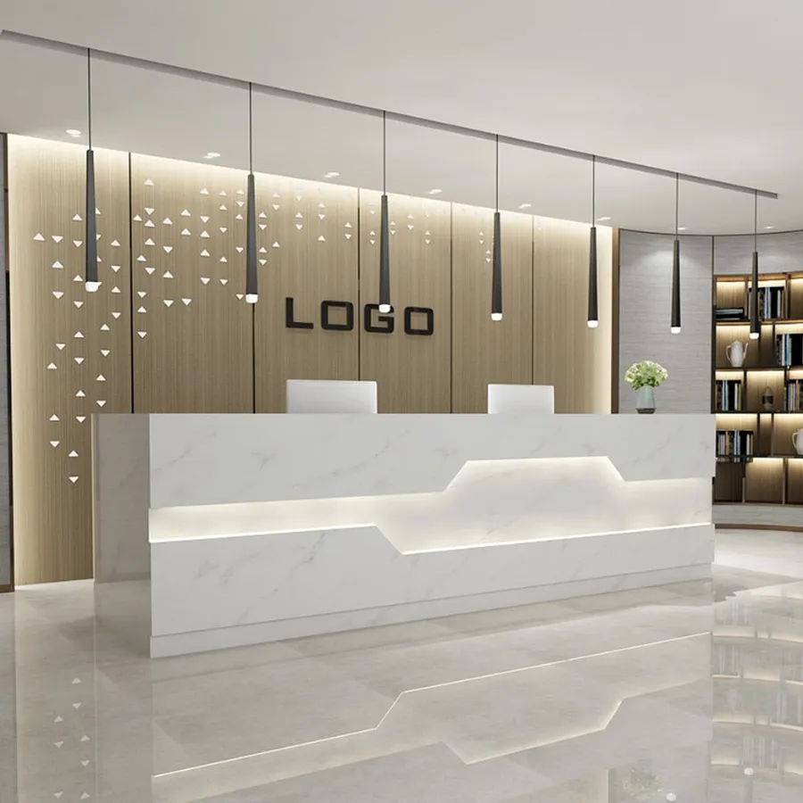 Quầy Lễ Tân Văn Phòng Gỗ MDF Đa Dạng Màu Sắc Hiện Đại