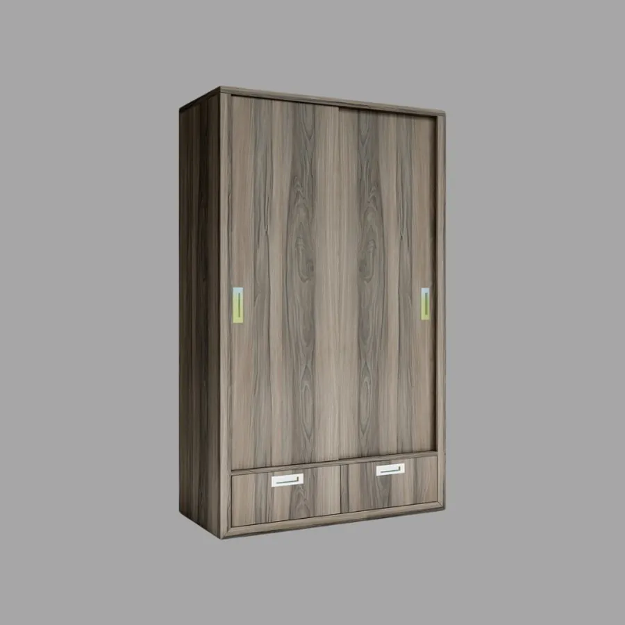 Tủ Quần Áo Cửa Lùa Gỗ MDF Màu Nâu Vân Gỗ Giá Rẻ