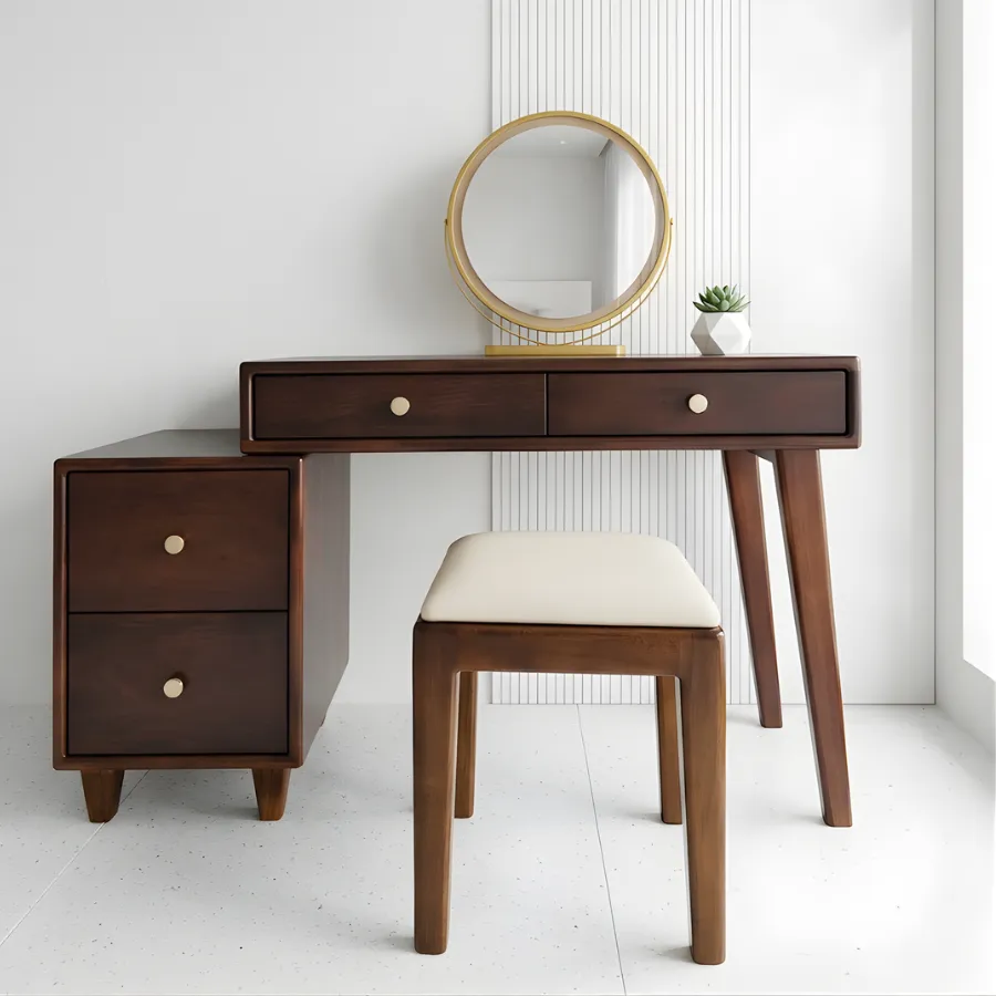 Bàn Trang Điểm Gỗ Tràm Bông Vàng Đẹp Hiện Đại