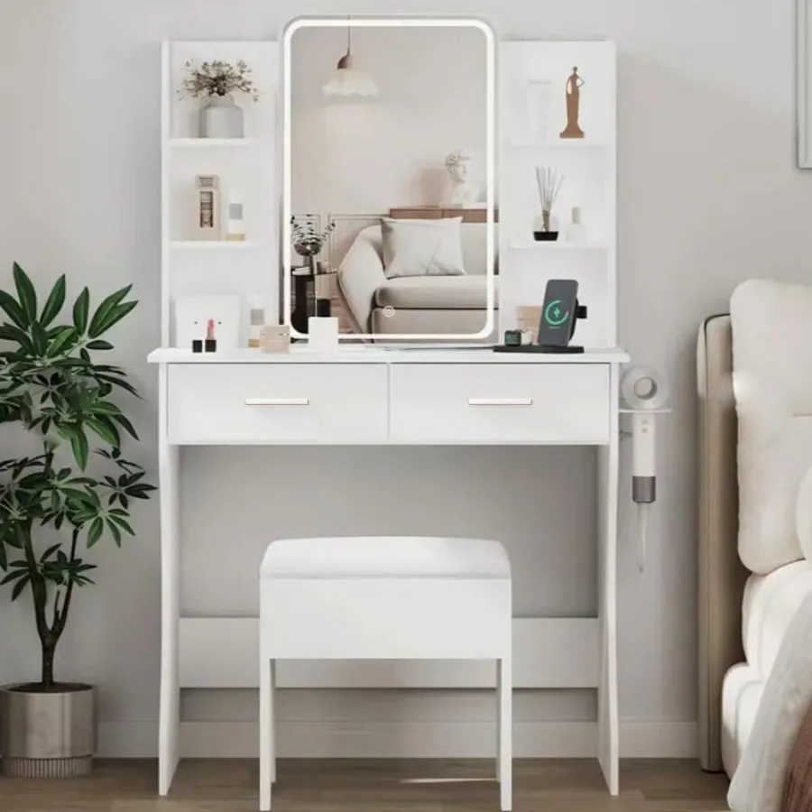 Bàn Trang Điểm Màu Trắng Gỗ Công Nghiệp Đẹp