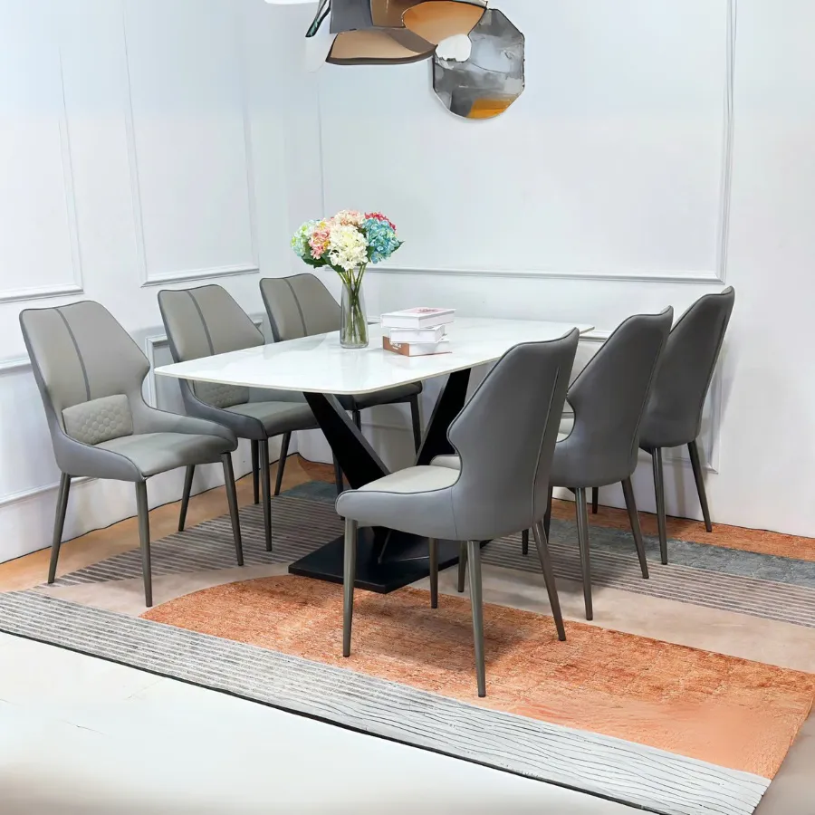 Bộ Bàn Ăn 6 Ghế Mặt Đá Giá Rẻ