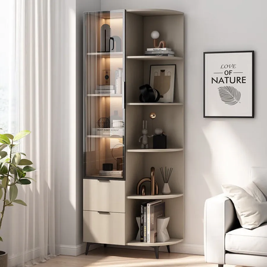 Kệ Góc Tường Cánh Kính Phối Màu Đẹp