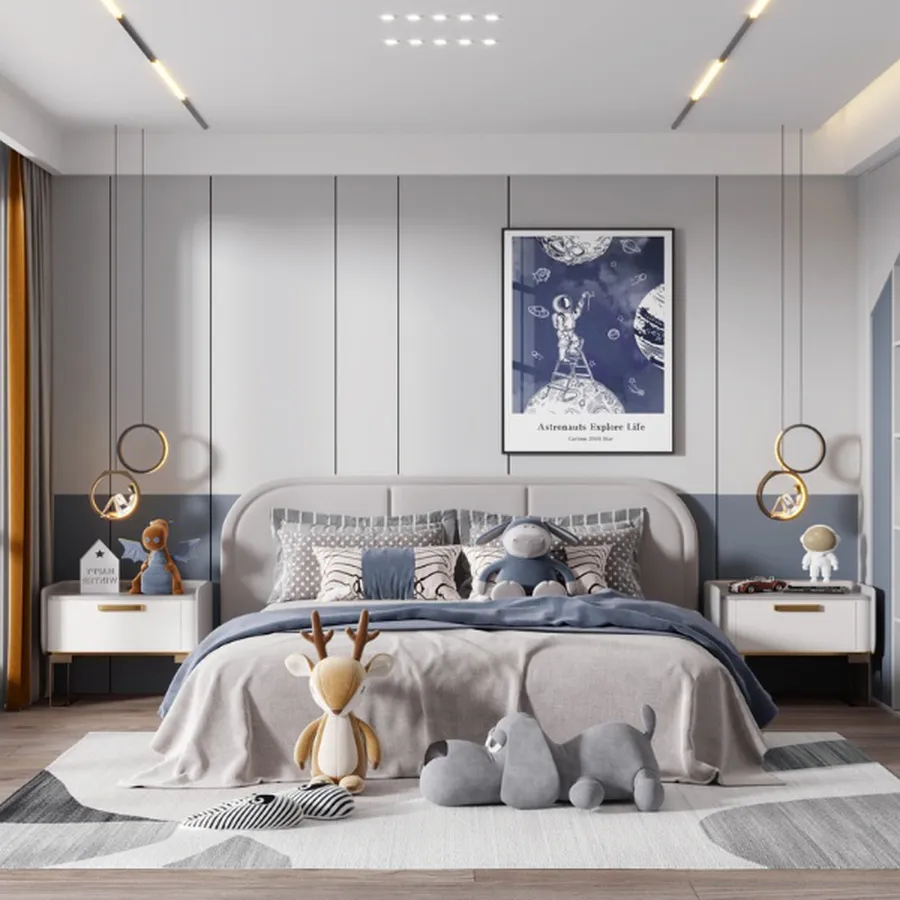 Mẫu Phòng Ngủ Bé Trai Tone Xanh Hiện Đại