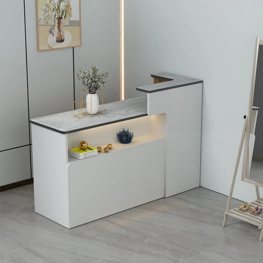 Quầy Lễ Tân Mini Đẹp Màu Trắng Hiện Đại