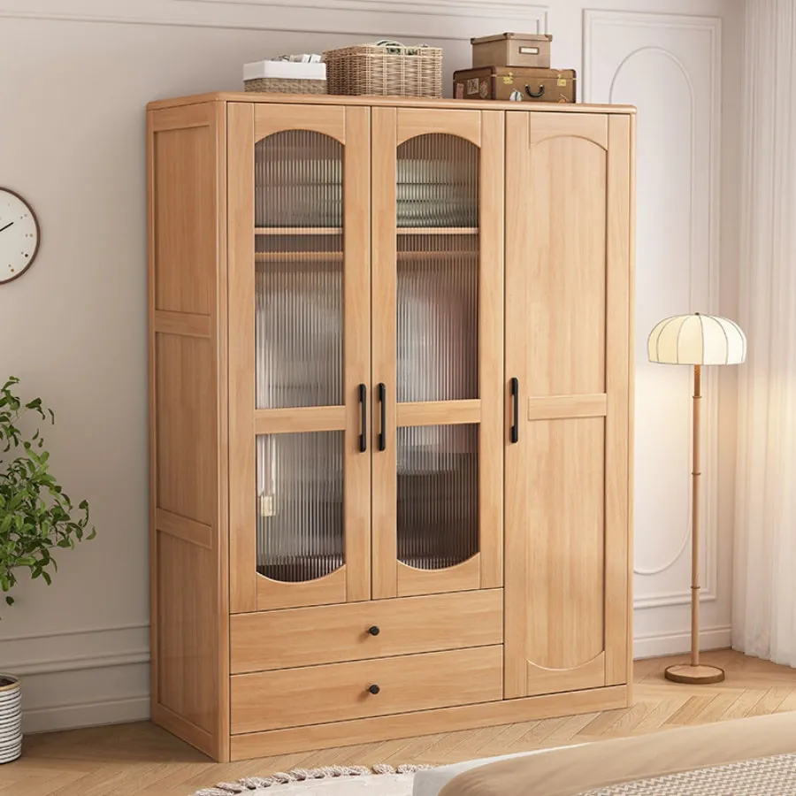 Tủ Áo Gỗ Ghép Phủ Veneer Sồi Đẹp Hiện Đại