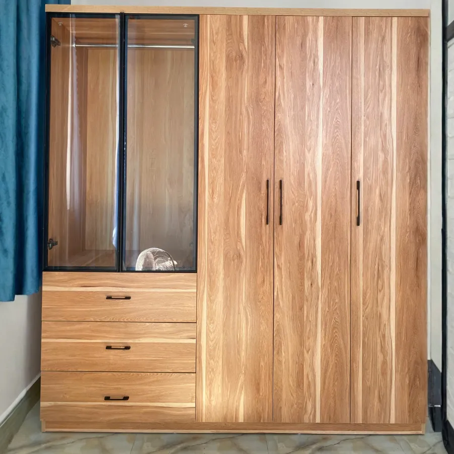 Tủ Quần Áo Gỗ Công Nghiệp Phối Cánh Kính Đẹp Sang Trọng