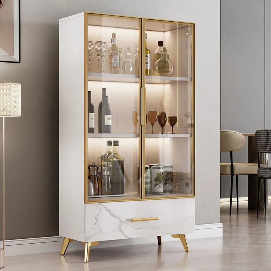 Tủ Rượu Cánh Kính Kết Hợp Với Gỗ Đẹp Hiện Đại
