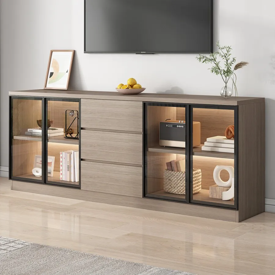 Tủ Tivi Phòng Khách Hiện Đại Gỗ MDF Kết Hợp Cánh Kính Đẹp Hiện Đại