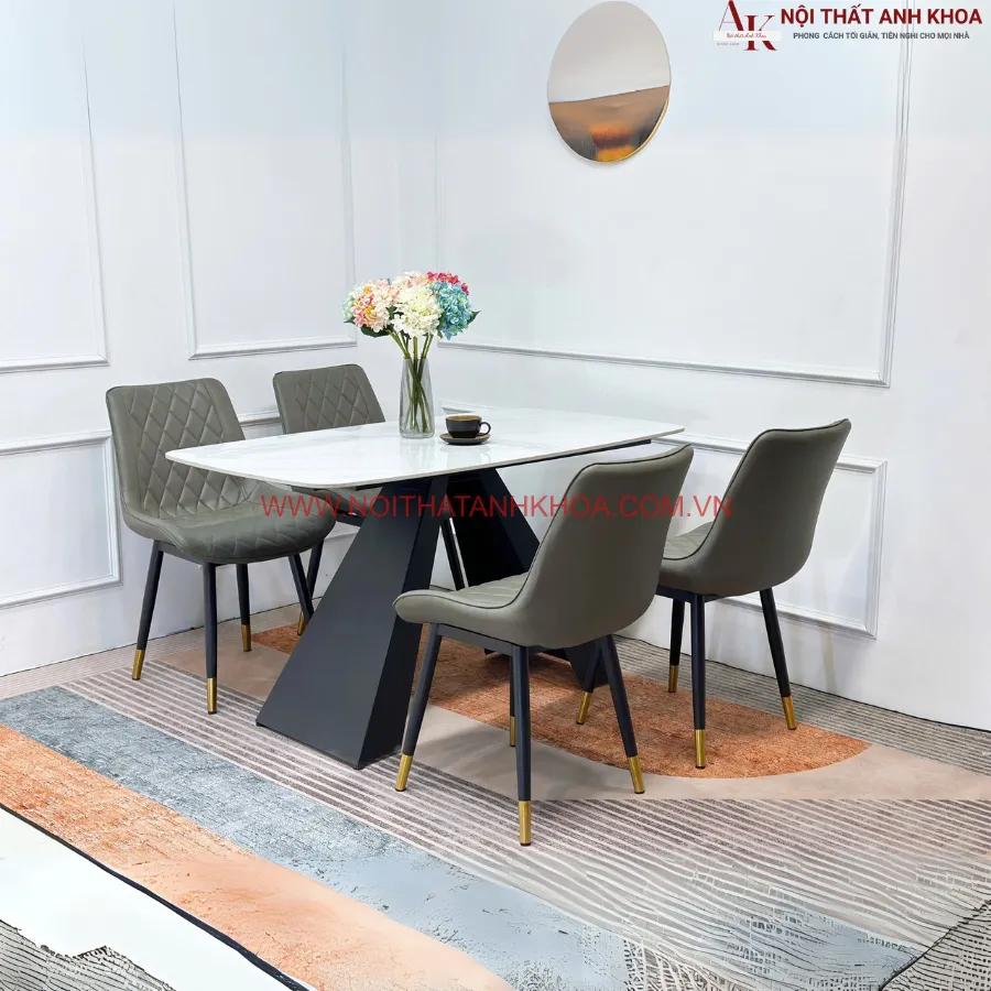 Bàn Ăn 4 Ghế Mặt Đá Hiện Đại