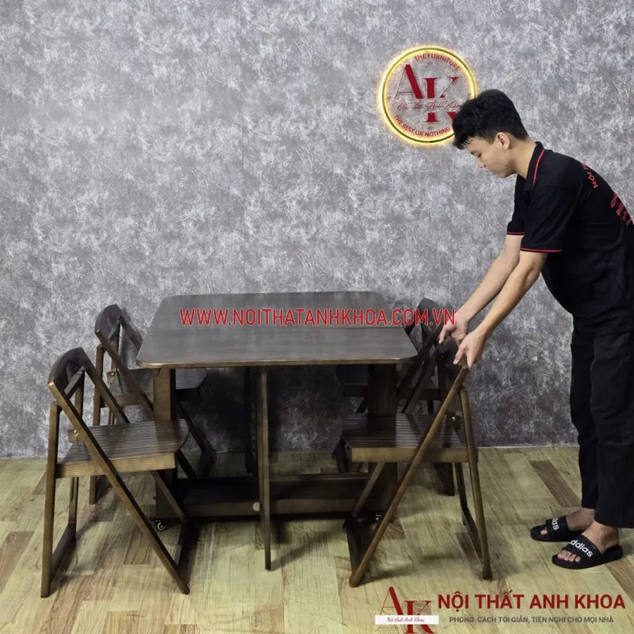 Bàn Ăn Gấp Gọn Gỗ Tự Nhiên Bền Đẹp