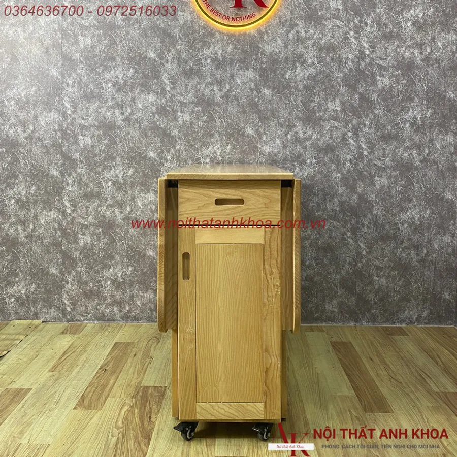 Bàn Ăn Gấp Gọn Thông Minh Gỗ Cao Su Tự Nhiên Màu Vàng Tiện Lợi Giá Rẻ