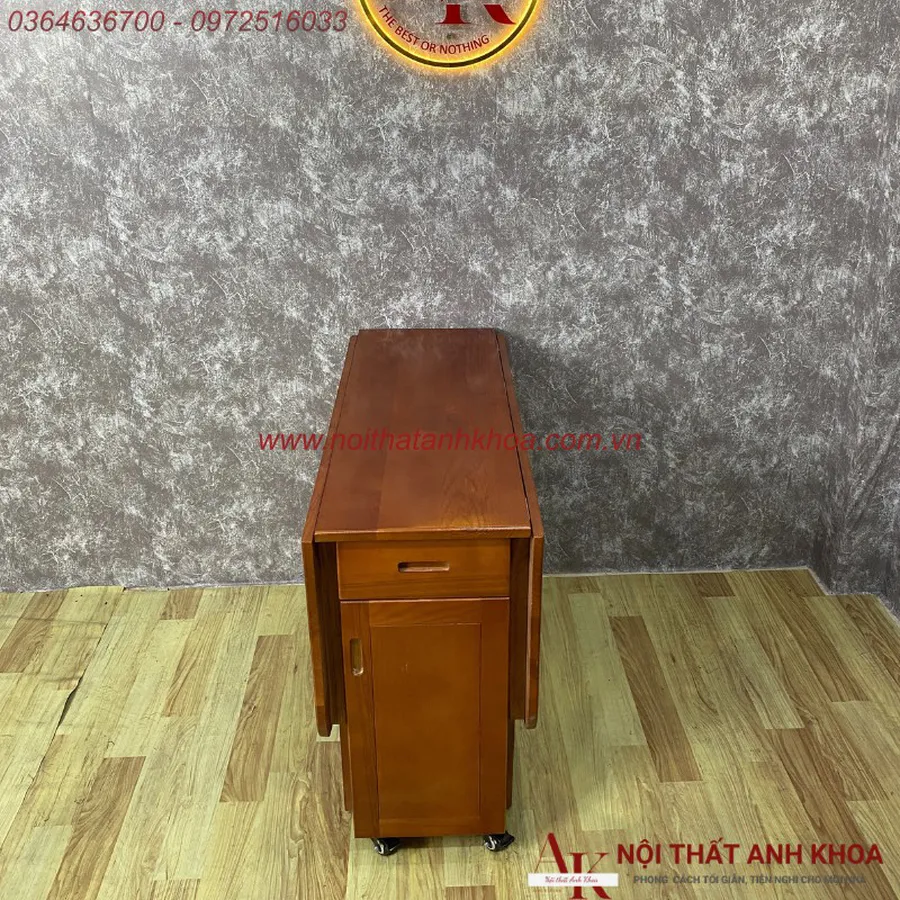 Bàn Ăn Gấp Gọn Thông Minh Màu Đỏ Gỗ Cao Su Tự Nhiên Giá Tốt