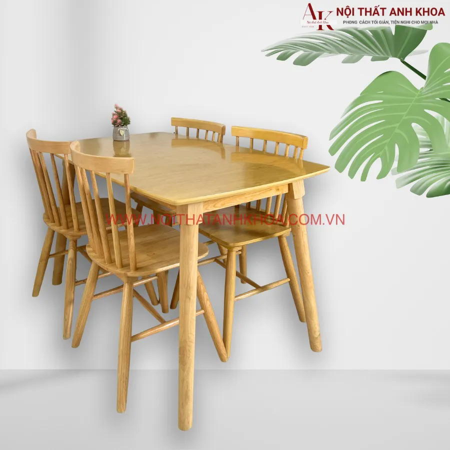 Bàn Ăn Gỗ 4 Ghế Đẹp Nhỏ Gọn